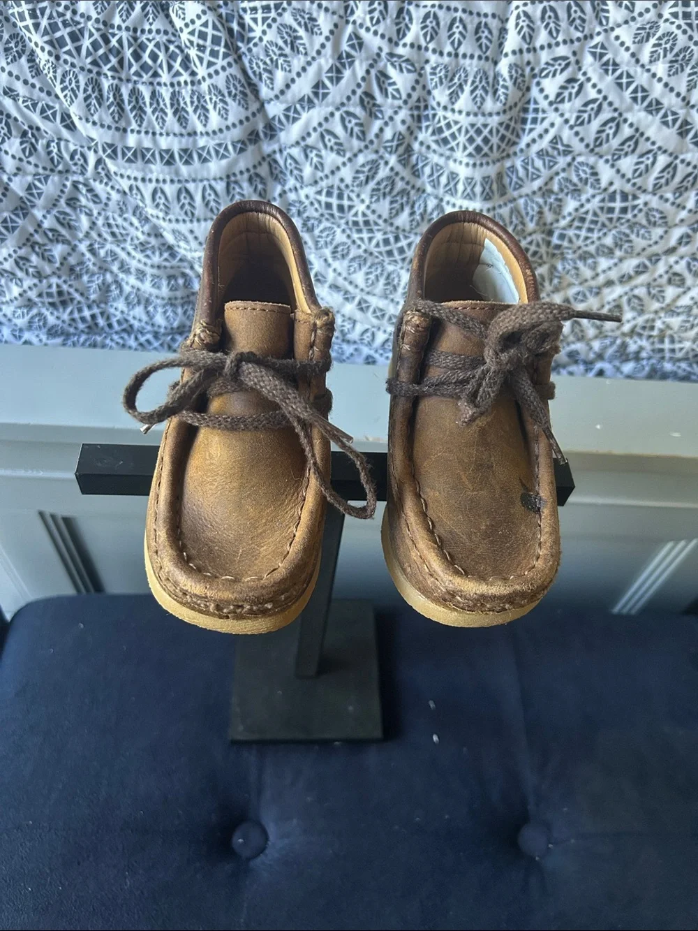 Kids Clark’s Brown Leather Lace-Up Wallabees